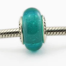 DIY Подходит Пандора шармы браслеты Жасмин подписи цвет муранского стекла бусины стерлингового серебра 925-ювелирные изделия