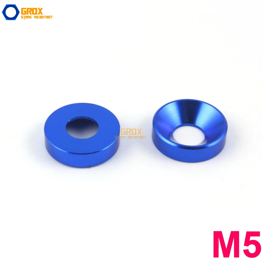 

25 Pieces M5 Royal Blue Aluminum Washer Countersunk Flat Head Screw Washer