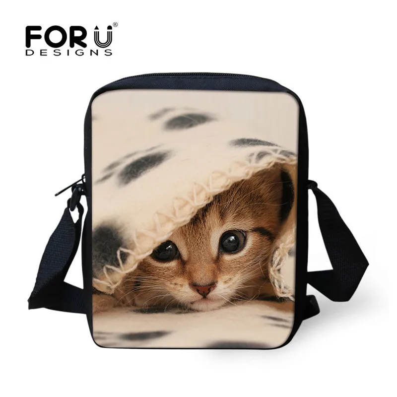 FORUDESIGNS/повседневная женская сумка с объемным рисунком кота, сумки через плечо для девочек, детская маленькая сумка на плечо, Детская сумка-мессенджер, Mochilas Infantil - Цвет: H368E