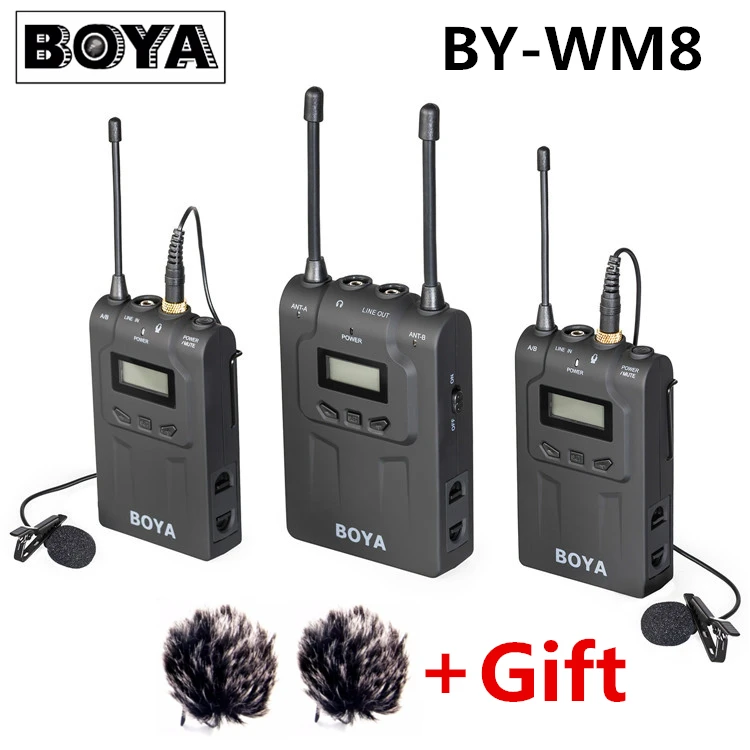BOYA BY WM8 UHF Dual Wireless Lavalier Microphone Systerm Lav Interview