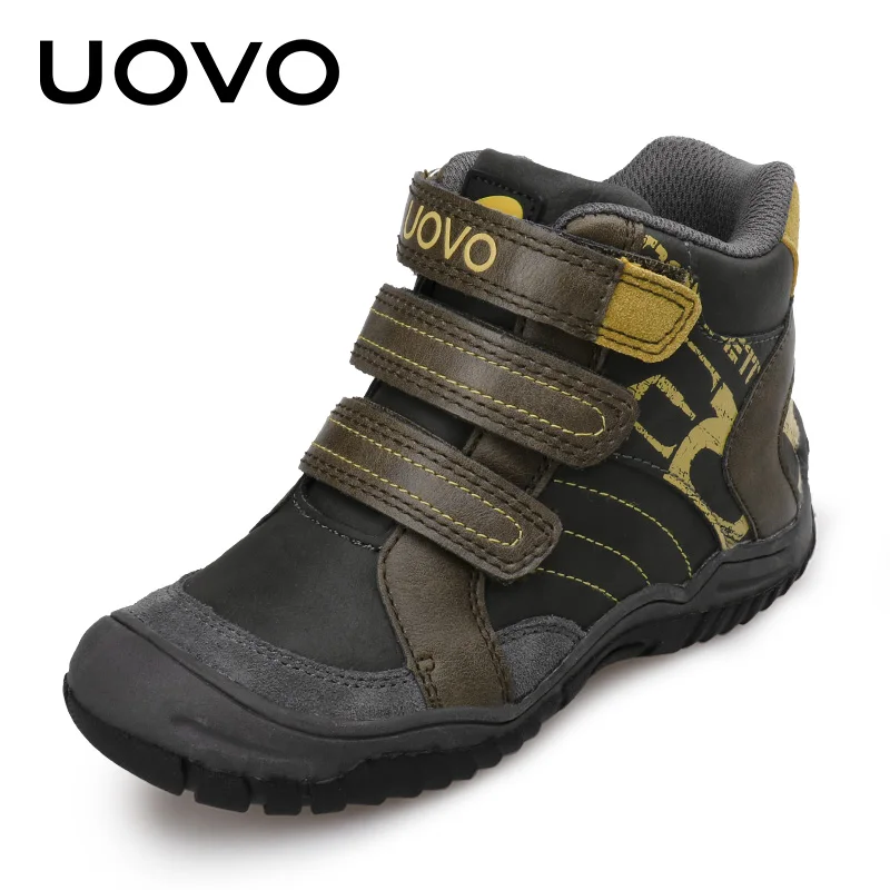 Мужская спортивная обувь бренд Uovo Европейский Оригинальный дизайн кожаные детские кроссовки EU26-36 теплые анти-скользкие модные школьные