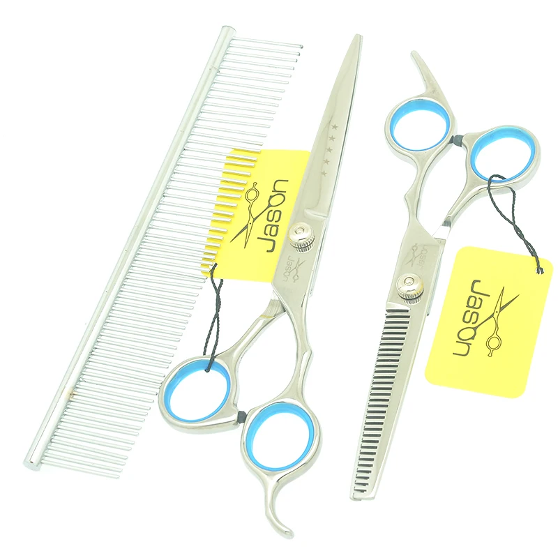 7 0 Pet Trimming Scissors Steel 440C Dog Grooming Shear Set Straight Curved Cutting Tesoura 6 4