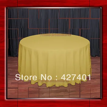 

Hot Sale 120"R Gold 210GSM Polyester plain Table Cloth For Wedding Events & Party Decoration(Supplier)