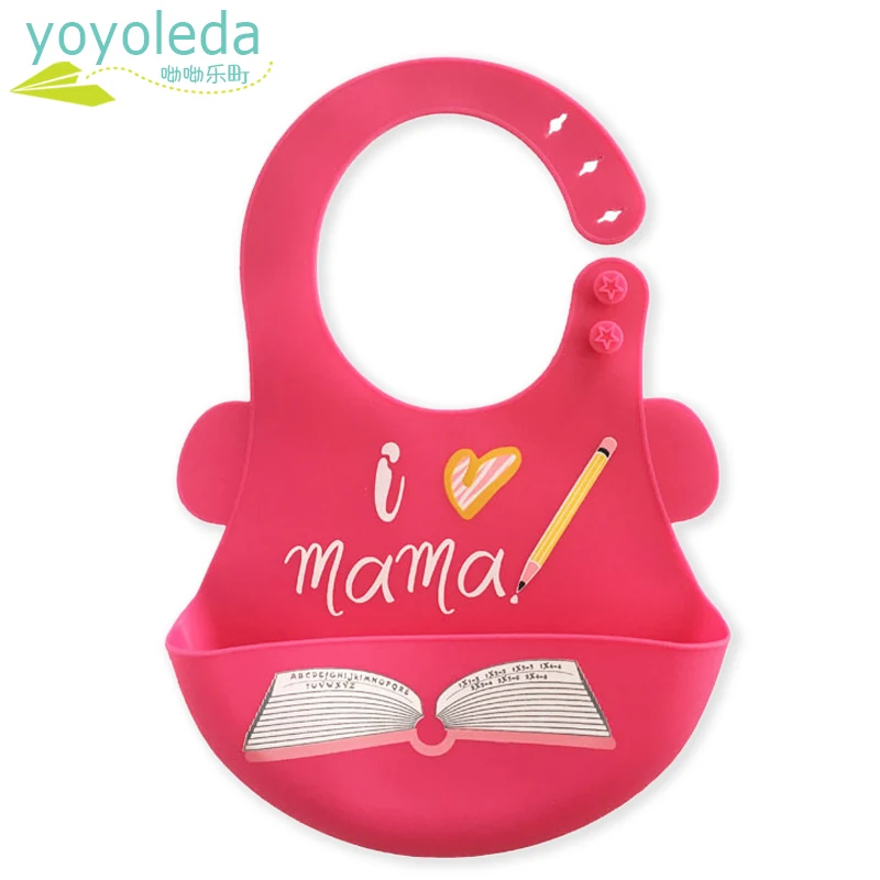Cartoon Soft Fold Adjustable Baby Silicone Feeding Bib Girl Boy Stuff Silica Gel Waterproof Bibs Baby Silicone Bib Unisex