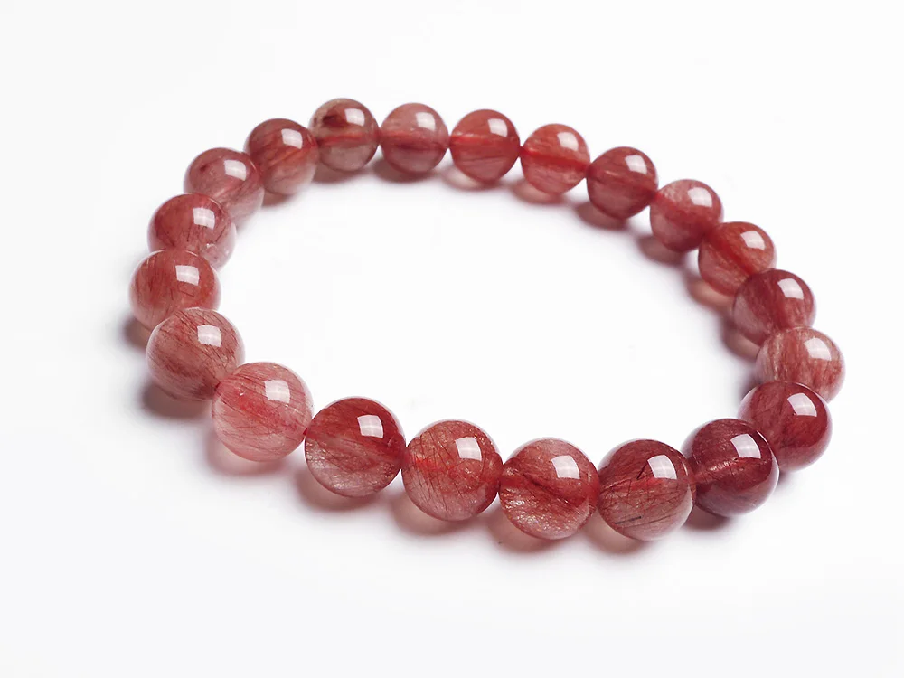 

9mm Natural Red Hair Rutilated Quartz Crsytal Bracelet Women Men Energy Stone Friend Round Beads Fashion Bracelet Jewelry AAAAA