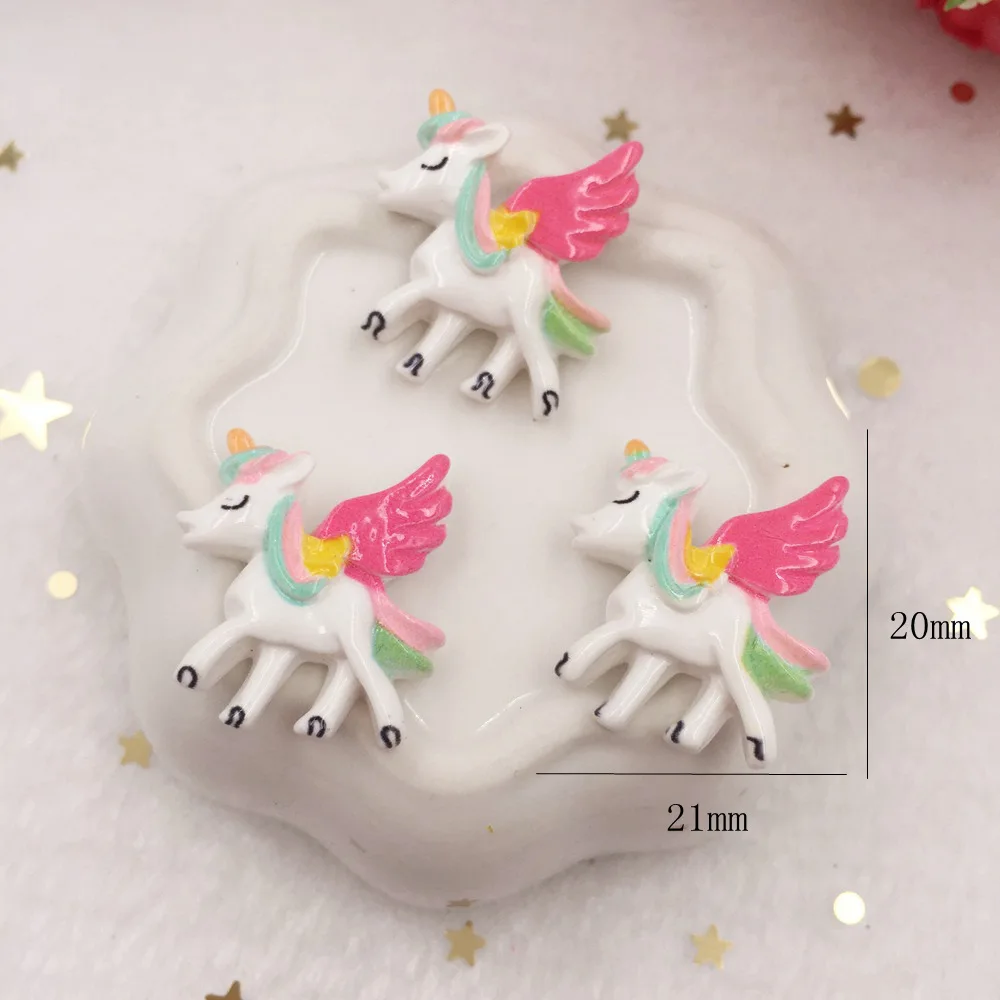 10pcs Lovely Resin 3D Colorful Unicorn Flat Back Cabochon Figurine Stone Embellishments Applique DIY Wedding Scrapbook Craft W67