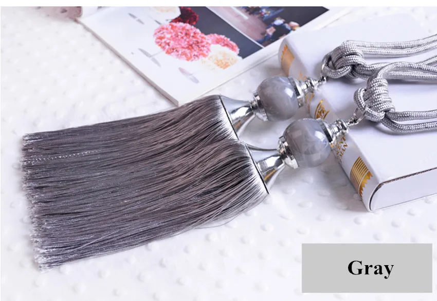 2Pcs Curtain Tassel Fringe Tie Backs Hanging Belt Ball Ropes Curtain Holdback Buckles Clasp Clips Curtain Accessories