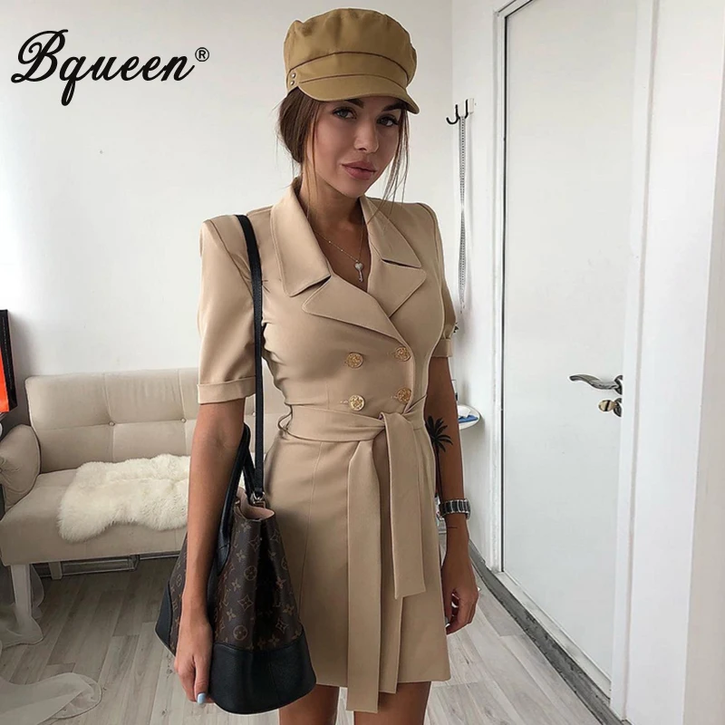 Bqueen элегантный трапециевидный однотонный короткий рукав сексуальный мини с