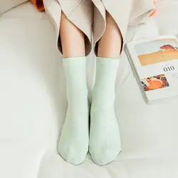 Женские носки весенние носки ярких цветов хлопковые носки тонкие носки до середины ноги носки сплошной цвет calcetines skarpetki meias