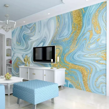 

Custom 3D Wallpaper Sprinkled Gold Blue Texture Fashion Stripes Photo Mural Wall Painting Living Room Bedroom TV Background Wall
