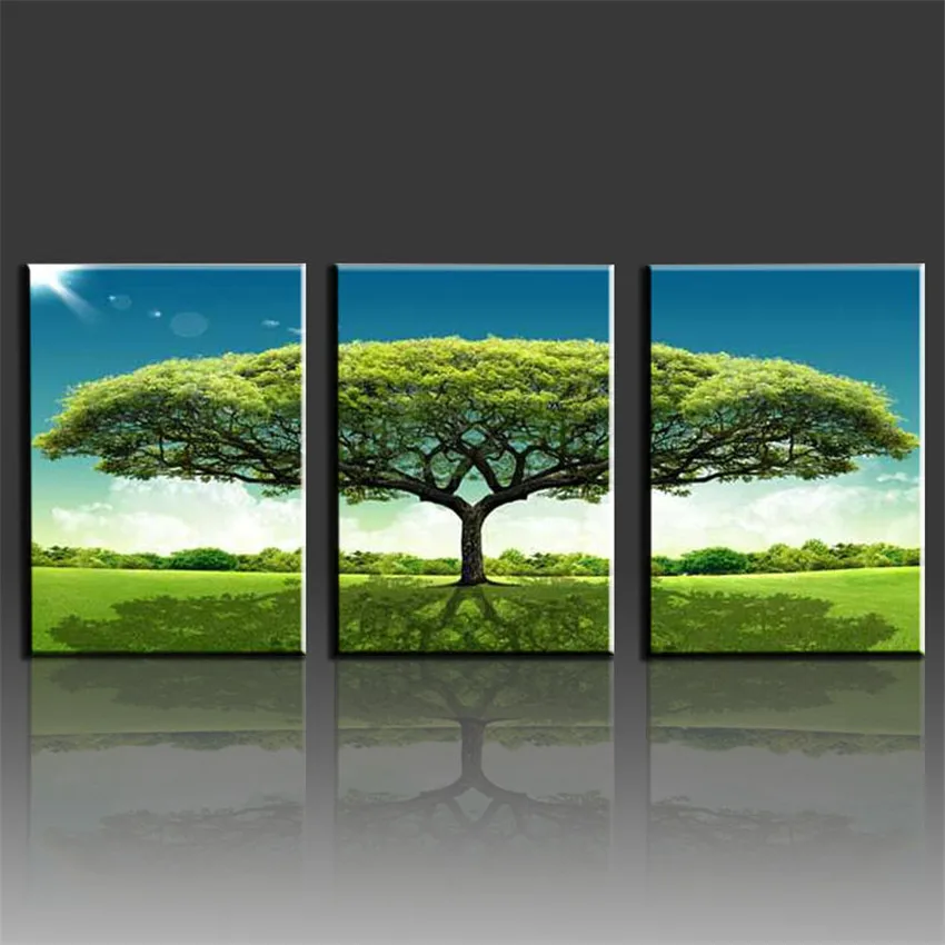 

3 Pieces Wall Decor Big Green Tree Canvas Printing Canvas Prints For Home Picture Painting Art Telas Pintura A Oleo Abstratos