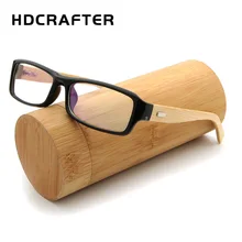 HDCRAFTER винтажные оправы для очков квадратная бамбуковая оправа для очков для мужчин и женщин Оптические очки с деревянными дужками оправа с прозрачными линзами