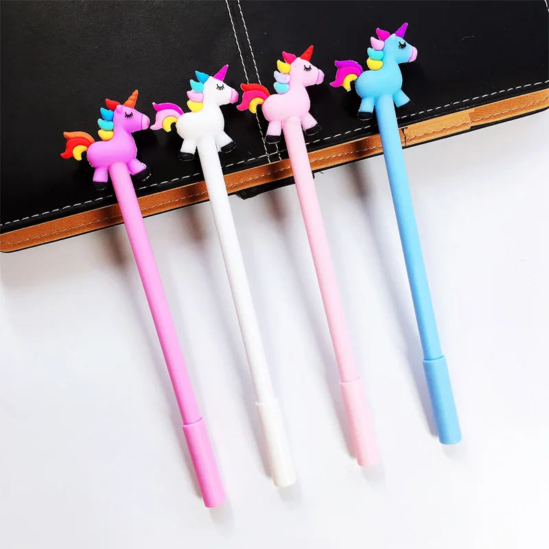 2 pcs/lot Creative Cartoon Rainbow Horse Unicorn Gel Pen Ink Pen Promotional Gift Stationery School& Office Supply