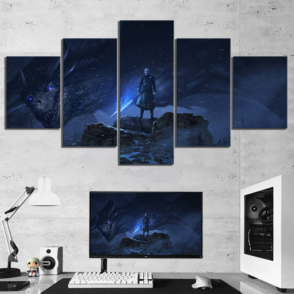 5-Piece-Dragon-Night-King-Game-of-Thrones-Season-8-Movie-Poster-Paintings-A-Song-of (2)