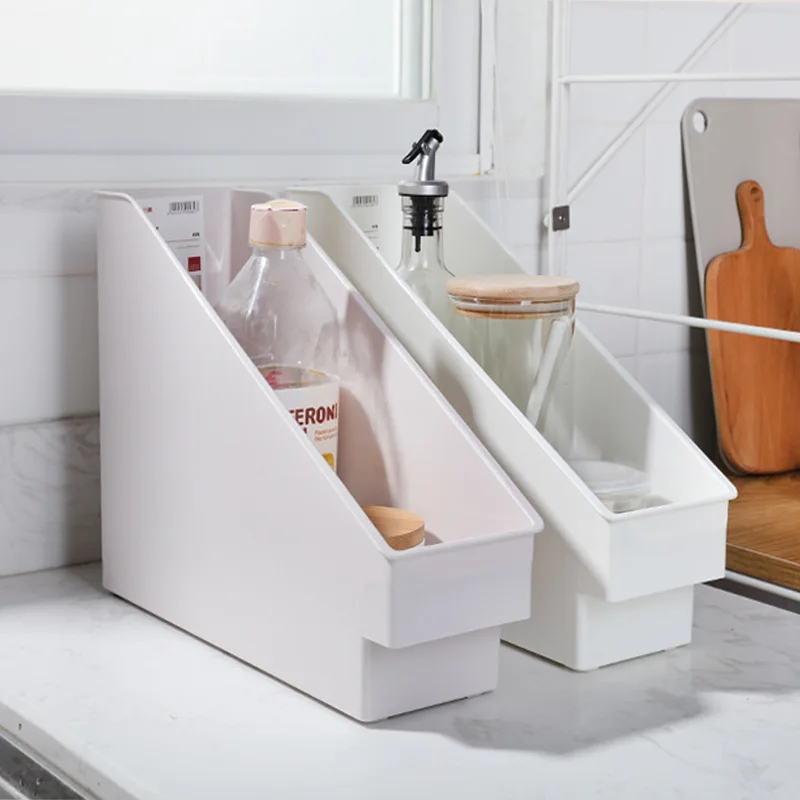 

Plastic Bevel Pulley Seasoning Storage Box Frame Book Magazine Finishing Storage Box Kitchen Storage Box Multi-Color Optional