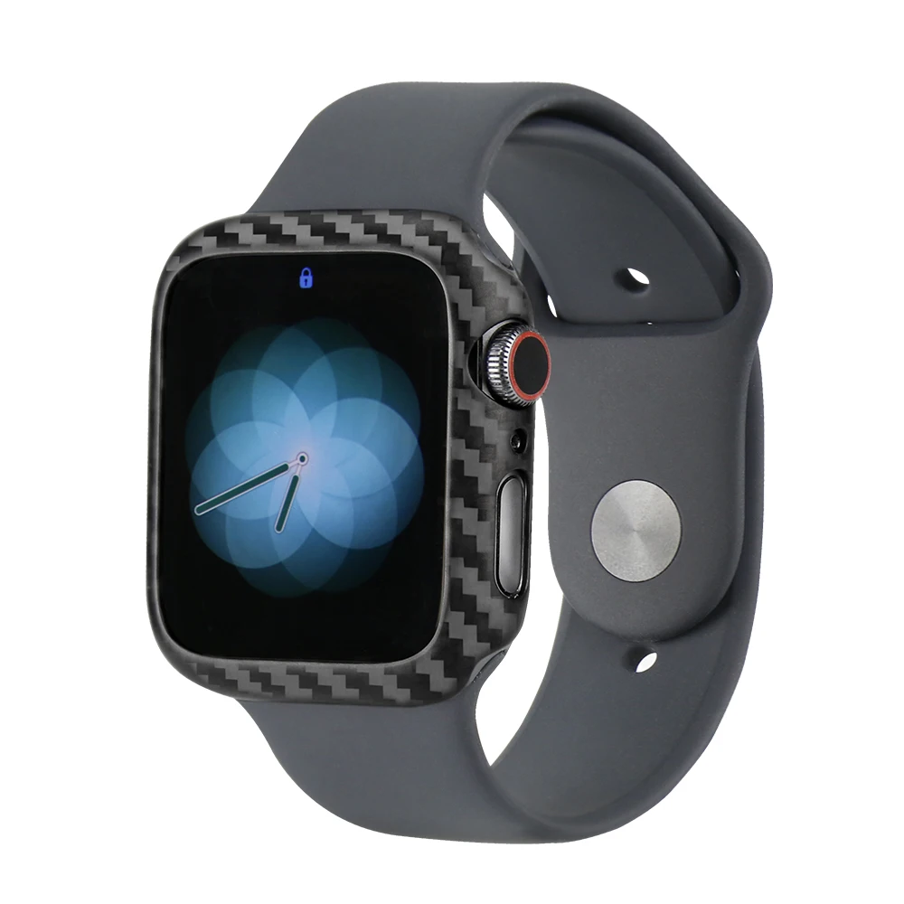 MCASE Роскошный ультра тонкий из настоящего углеродного волокна для Apple Watch Series 4 44 мм Тонкий чехол рамка
