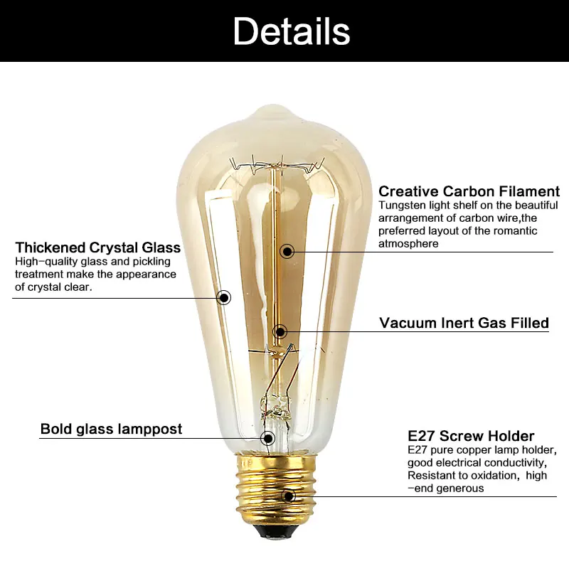 Ретро Винтаж Эдисон лампы Подвесная лампа-канделябр 220V нити E27 Эдисон лампы накаливания Светильник лампы античный Вольфрам лампа