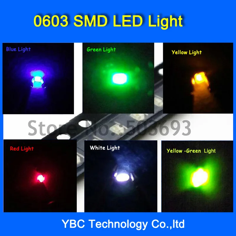 

Wholesale 7colorx200pcs=1400pcs 0603 LED SMD Ultra Bright Red/Green/Blue/White/Yellow/Orange/Yellow- Green LED Diode