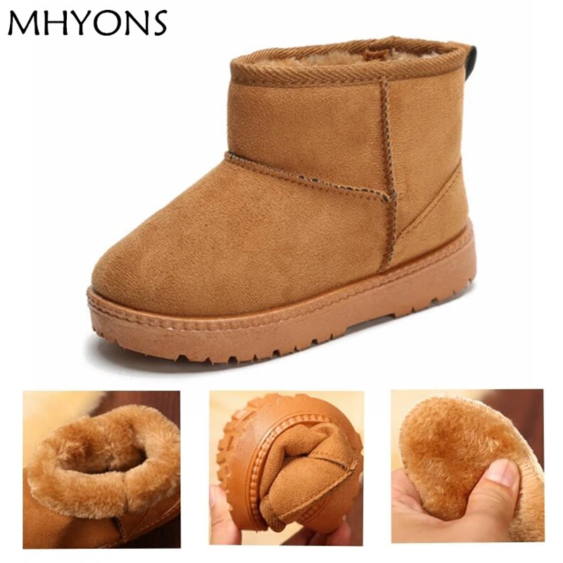 MHYONS enfants bébé enfant en bas âge chaussures enfant hiver chaud bottes de neige chaussures en peluche semelle plus épaisse garçons filles bottes de neige chaussures grande taille 22-33