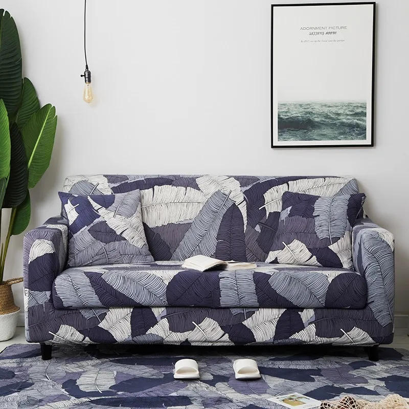

Modern Tropical Leaves Slipcover Sofa Cover All-inclusive Dustproof Elastic Sofa Cover Single/Double/Three/Four-Seat Sofa Cover