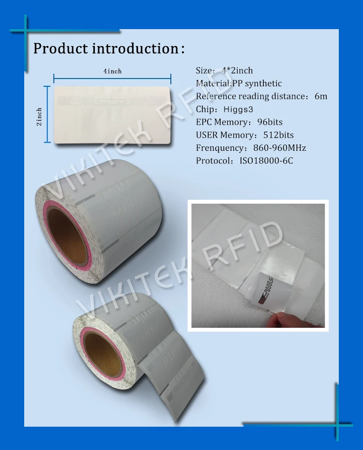 Rfid-теги UHF стикер чужой 9640 EPC6C PP синтетические этикетки 915 mhz 868 mhz Higgs3 2000 шт. Бесплатная доставка клей пассивный RFID метки