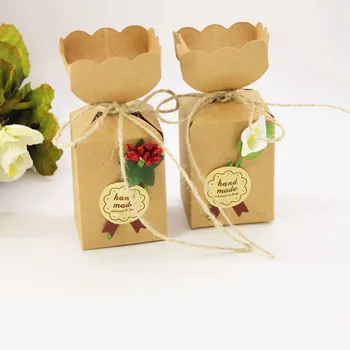 

2018 new kraft paper wedding candy boxes with burlap creative vase shaped gift box cases giveaways for souvenirs tablewares dec