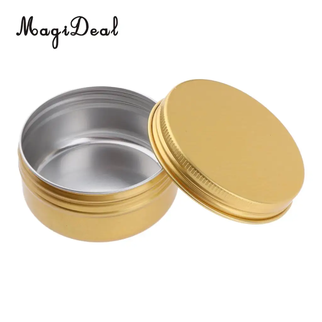 5Pcs Gold Aluminum Tins Empty Slip Slide Round Container Bottle with Screw Lid for Lip Balm Craft Cosmetic Candle Travel Storage