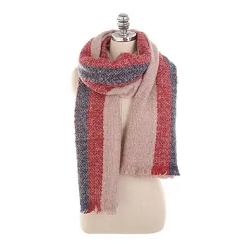 

Women Thick Stripes Longer Scarf Girl's Long Warm Scarves Shawl for Female Fashion Cashmere Warp Scarf Autumn Winter