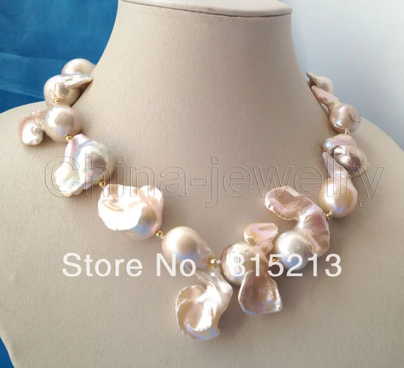 

ddh00651 Huge 20-32mm pink Reborn Keshi baroque FW pearl necklace 28% Discount