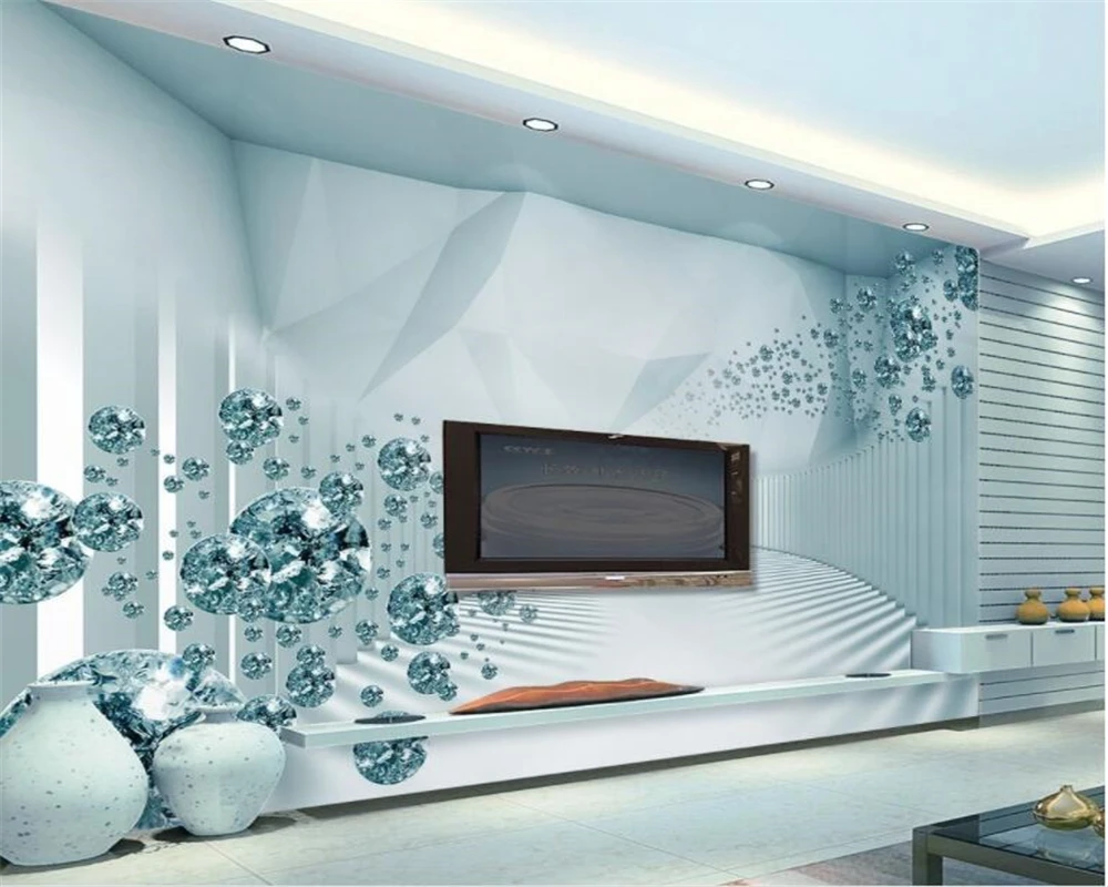 

wall paper 3d stereo space sense of modern fashion crystal ball TV wall wallpaper home decor papier peint mural 3d Beibehang