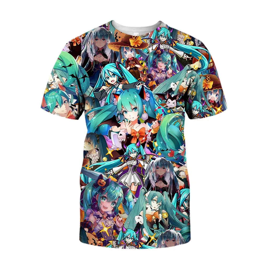 YX GIRL, плюс размер, XS-7XL,, летняя Новинка, модная мужская футболка, Hatsune Miku, аниме, коллаж, принт, 3d, Harajuku, повседневная, унисекс, футболка