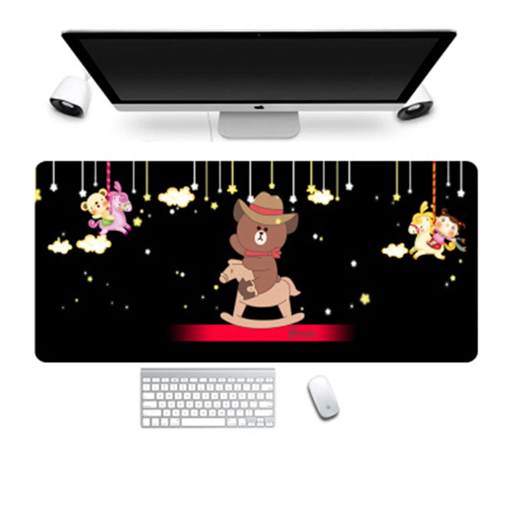 Милый коричневый медведь, игровой коврик для мыши, Противоскользящий коврик для мыши из натурального каучука, коврик для клавиатуры, Настольный коврик для ноутбука, компьютера, геймера, коврик для мыши - Цвет: A-B