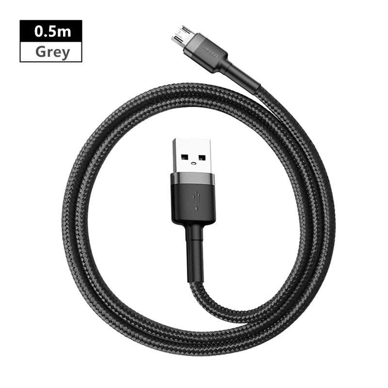 Кабель Micro Usb Baseus для зарядки Xiaomi Redmi Note 5 Pro samsung S7 Android, кабель Micro Usb для зарядки и передачи данных - Название цвета: 0.5m Grey