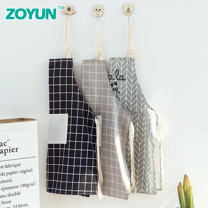ZOYUN новый популярный модный женский мужской Регулируемый хлопковый льняной Кухонный Фартук высокого качества для приготовления пищи для
