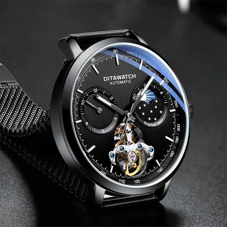 

2018New Arrival Mens CASUAL LUXURY Wristwatch Milanese Multiple Time Zone Moon Phase automatic machine Tourbillon