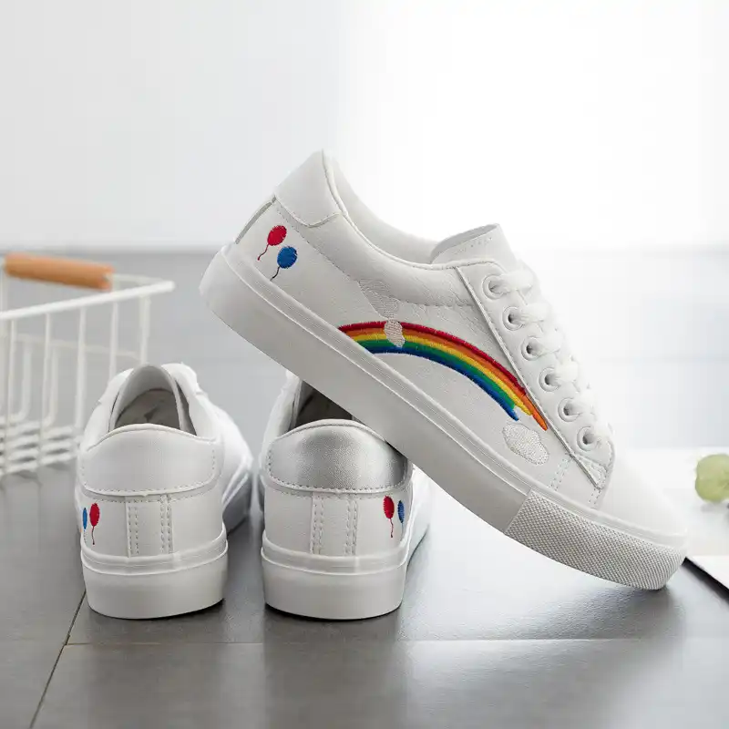 rainbow white sneakers