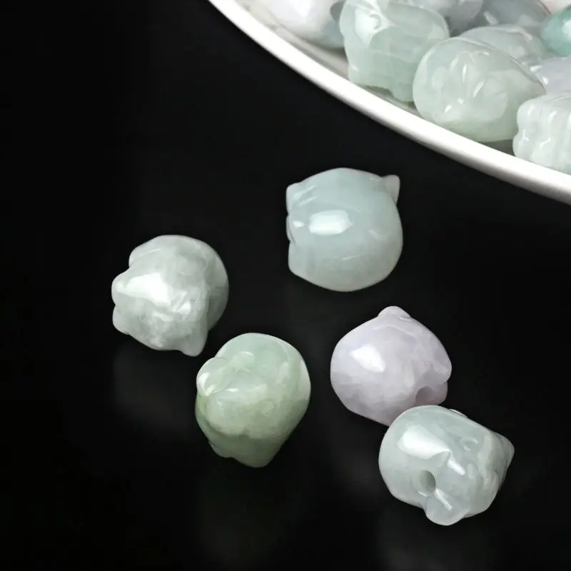 

20PCS Natural Grade A Jade (Jadeite) loose Pig bead/ Size: 14mm (Wholesale)
