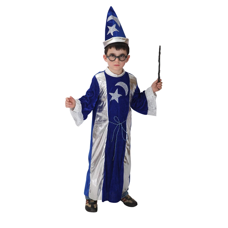 Kids Child Star Moon Magic Magician Wizard Costume Cosplay for Boys Halloween Purim Carnival Party Mardi Gras Outfit Disfraces