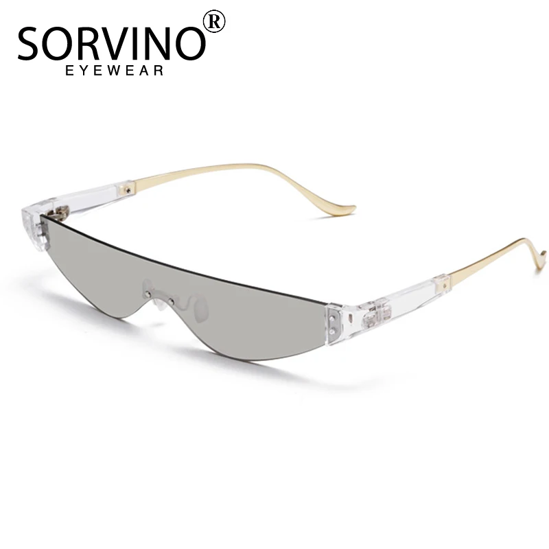 SORVINO ретро маленькие кошачьи глаза мужские солнцезащитные очки Оттенки для женщин Роскошные брендовые дизайнерские без оправы зеркальные прозрачные Cateye Солнцезащитные очки P322