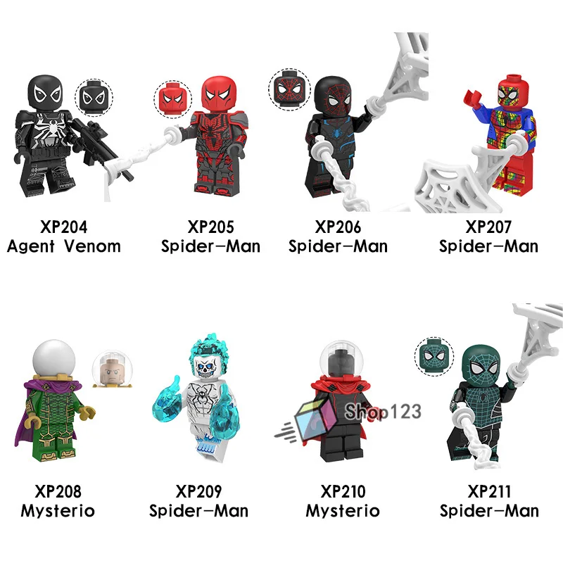 

KT1028 Marvel Spiderman Far From Home Spider Man Agent Venom Ghost Rider Mysterio Building Blocks Kid Educational Toys Gifts