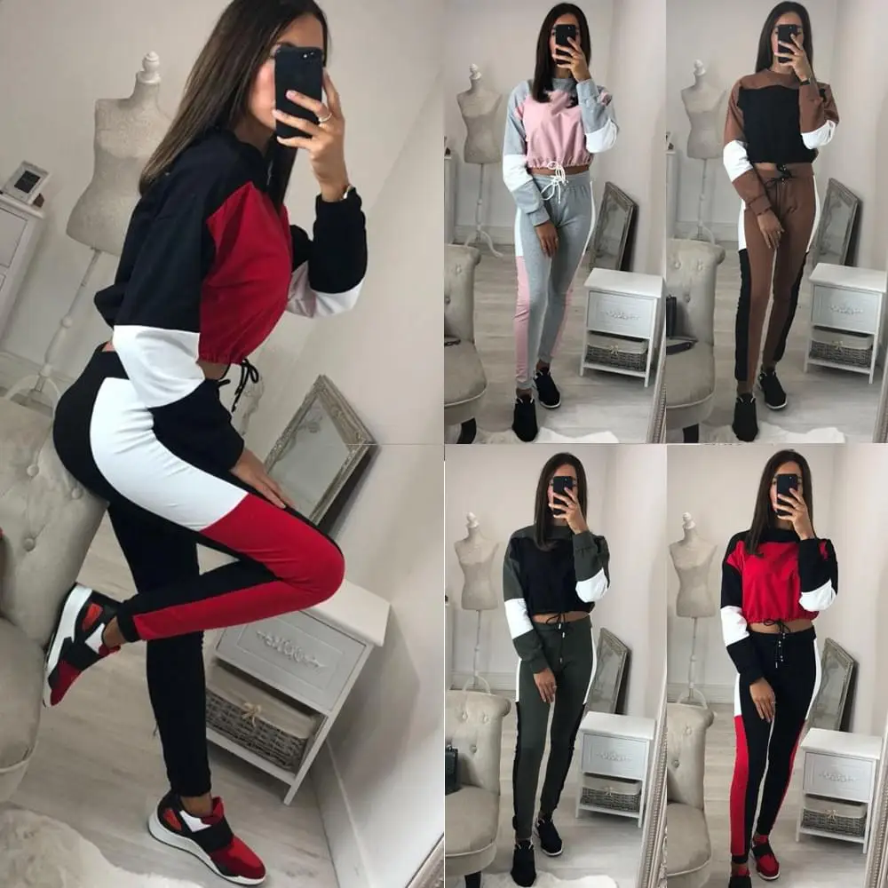 Женский спортивный костюм из двух предметов розовый с топом и брюками джоггеры