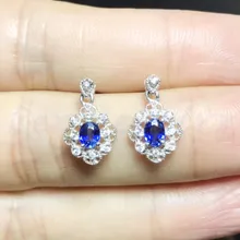 Сапфировые Серьги-капли,, натуральный настоящий сапфир, серебро 925 пробы, ювелирные украшения, 0.35ct* 2шт, драгоценные камни# J18101503