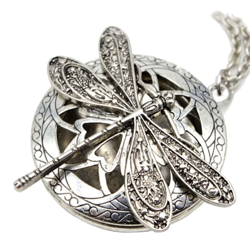 

1pcs Aromatherapy Jewelry Essential Oil Lockets For Mama's Christmas Gift Vintage Dragonfly Locket Necklace