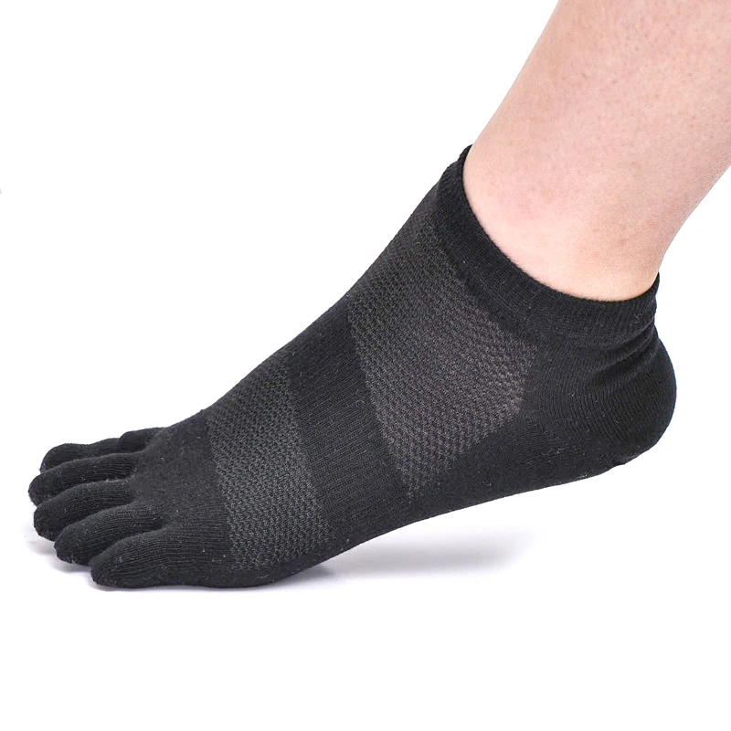 Мужские спортивные носки утолщенная подошва носок с пальцами противоскользящие футбольные баскетбольные носки хлопковые футбольные спортивные носки для бега - Цвет: Black