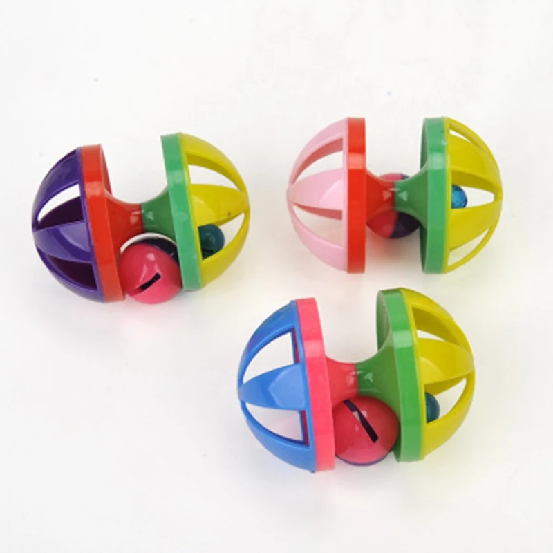 Funny Pet Cat Toy Hit Color Ball Double Bells Ball Vocal Cat Toy Alarm Ball Bell Squeak Toys For Dogs And Cats Products