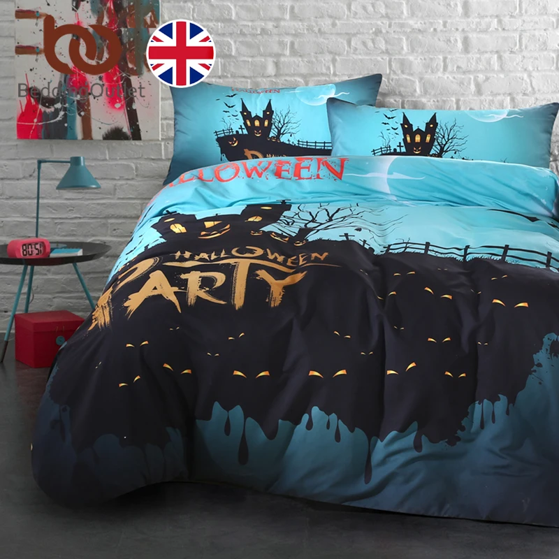 

BeddingOutlet Halloween Bedding Set Castle Duvet Cover with Pillowcases Soft Quilt Cover For Gift UK SIZE Single Hot Sale