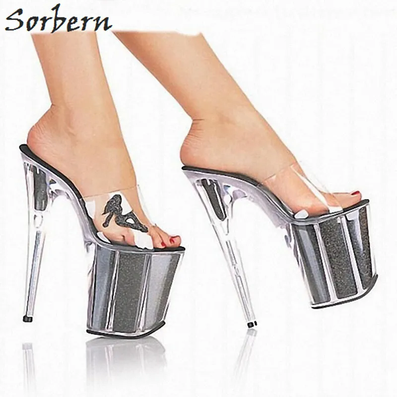 Sorbern Clear Pvc Women Slippers Outdoor Slides Ladies 20Cm Extrem High Heels Transparent Heel Platforms Open Toe Plastic Slides цена Sorbern Clear Pvc Women Slippers Outdoor Slides Ladies 20Cm Extrem High Heels Transparent Heel Platforms Open Toe Plastic Slides цены онлайн