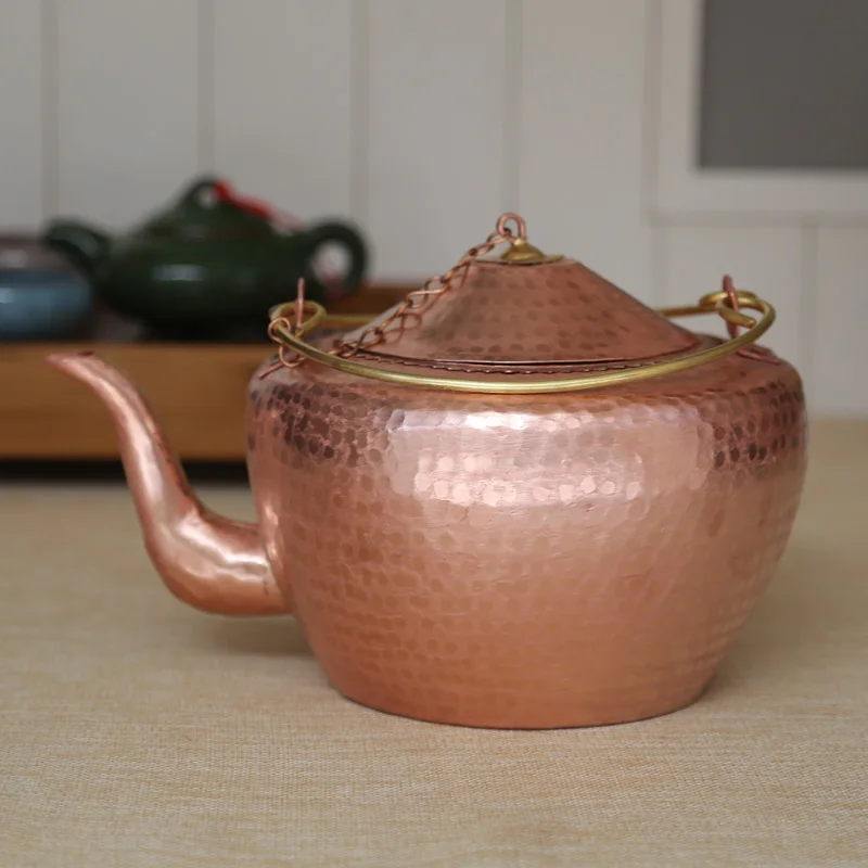 

Handmade Pure Copper Kettle Teapot Wine Pot Portable Handle Gift