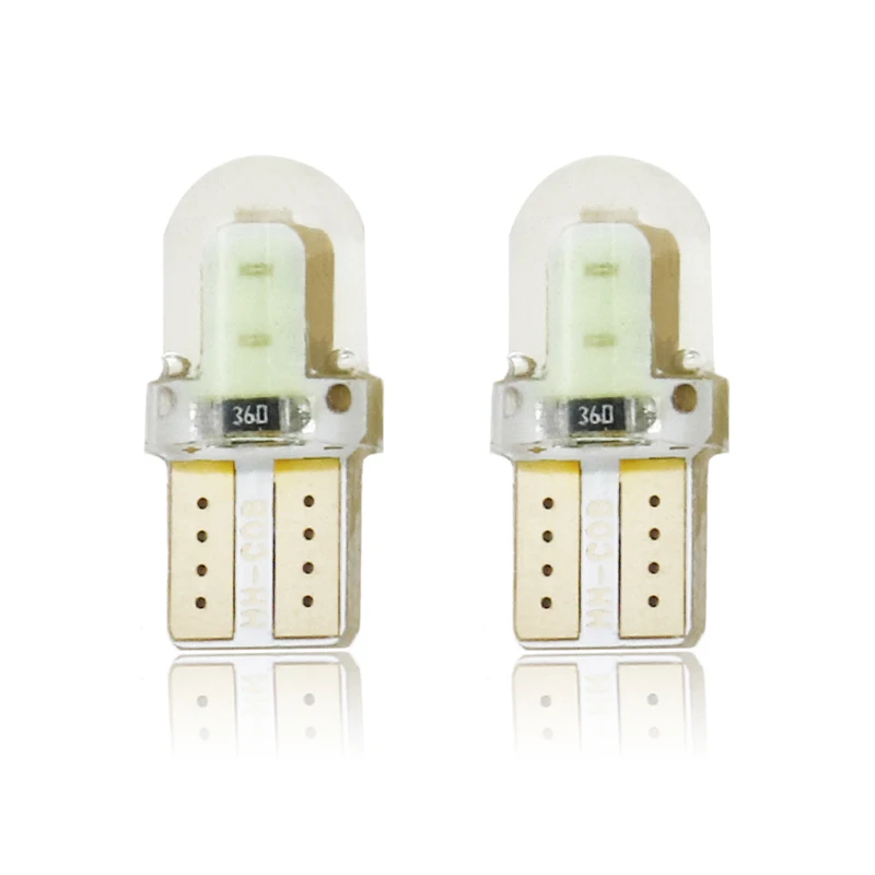 10 шт. светодиодный W5W T10 194 168 12V COB 8SMD силиконовый парковки авто Клин для лампы лампа
