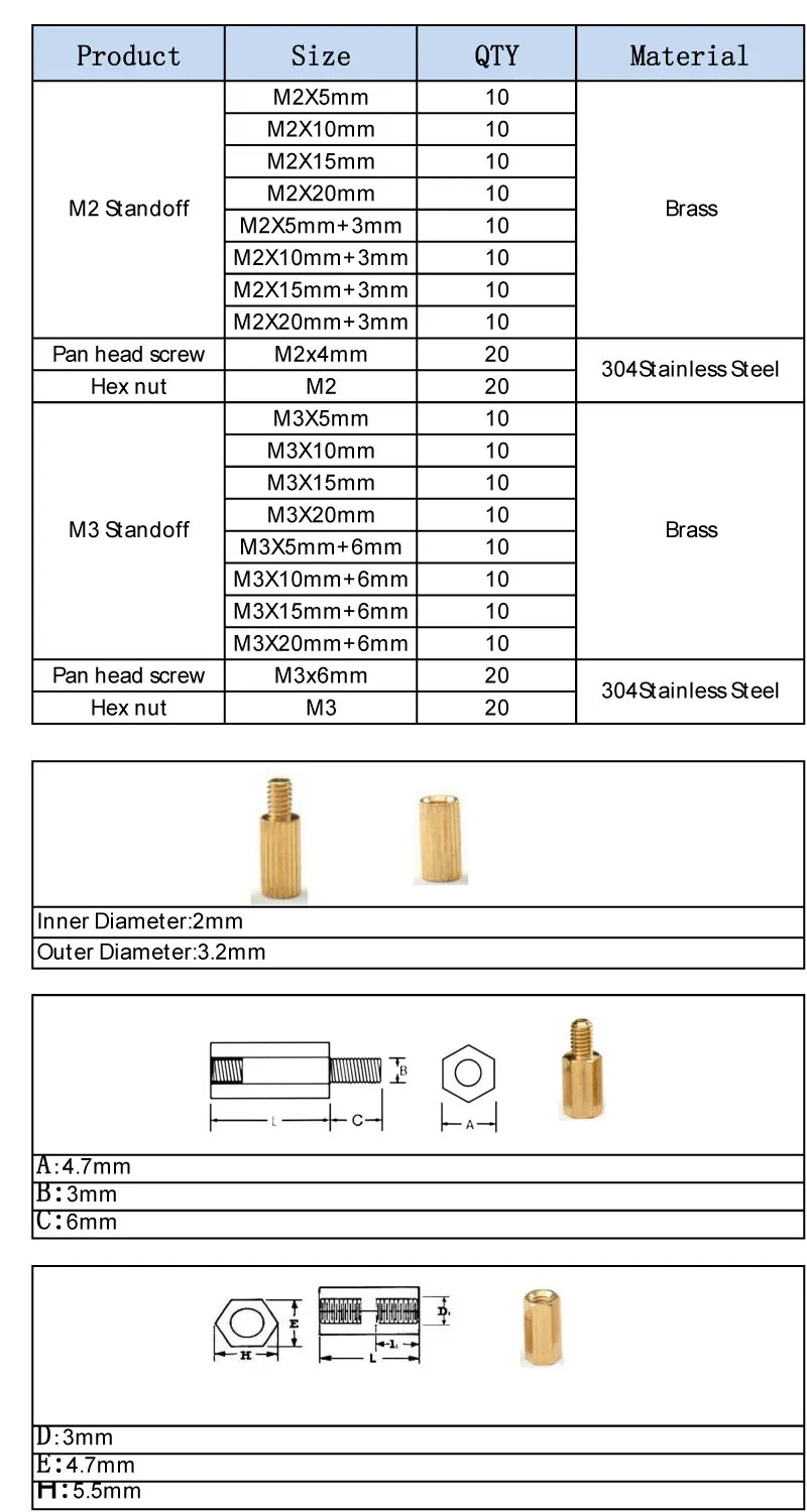 M2 M3 Латунь Мужской Женский противостояние стойки крепление шестигранной резьбой PCB Материнская плата распорный болт винт гайка Ассортимент Комплект Коробка